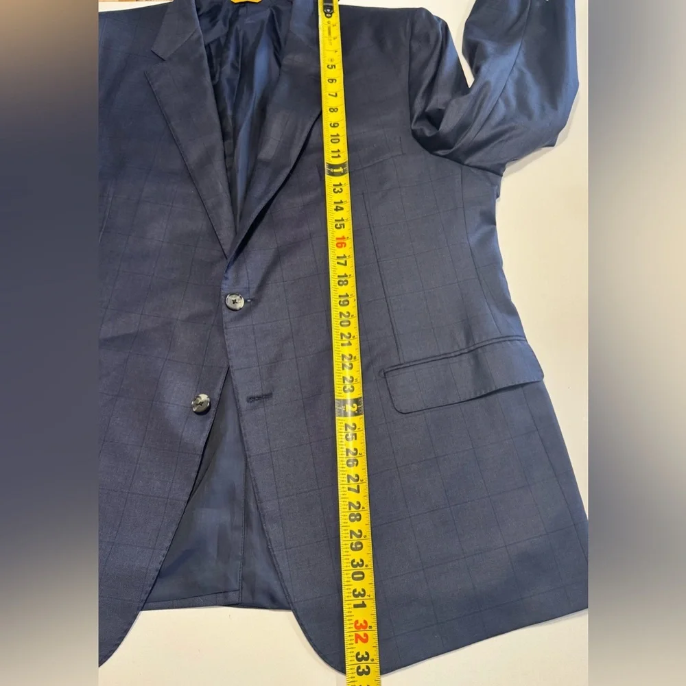 Hickey Freeman Men’s 48R 100% Wool Loro Piana blazer Navy Blue Check Made In USA - Picture 9 of 11